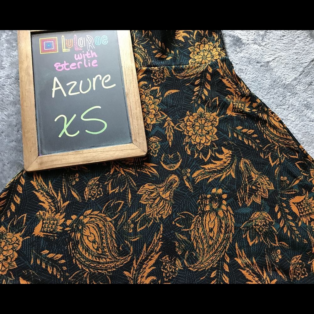 Xs Azure, swing stretchy mid-length skirt.